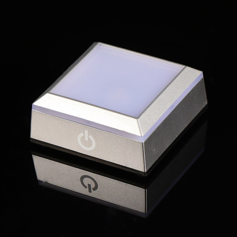 LED Light Base Display Show Stand with Sensitive Touch Switch Colorful Lights Square Crystal Stand