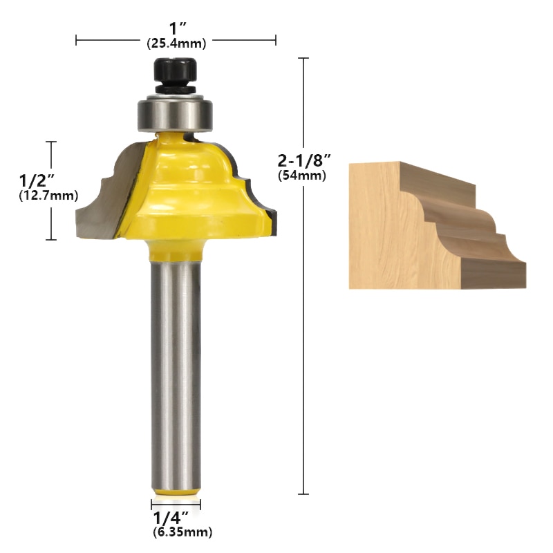 1pc 1/4 " schacht klassieke frees met lager hardmetalen romeinse ogee randfrees penfrees houtfrees