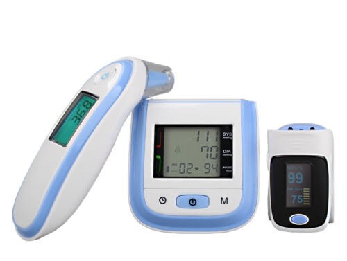 Loodom OLED Pulsoximeter Baby Thermometer Handgelenk Blutdruck Monitor Thermometr Oximetro De Dedo Bloodpressuretest: Blau
