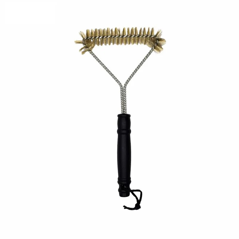 Outdoor BBQ Cleaning Brush Steel Wire Grill Cleaner Tool for Barbecue Grill Oven Mesh Cleaning Brush Kitchen Home Goods: Brown