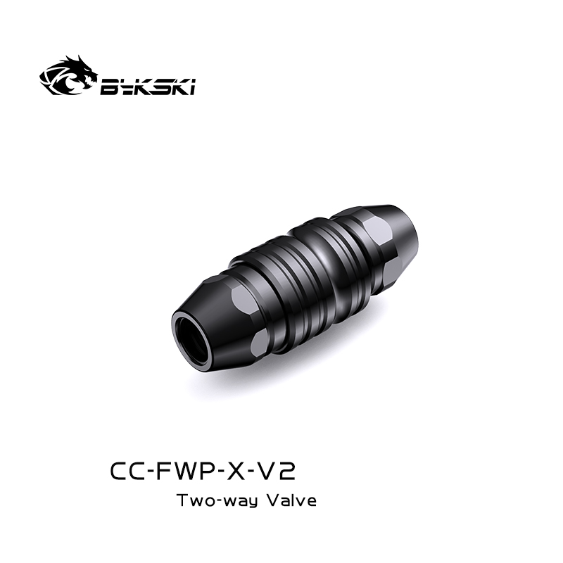 Bykski 2 Ways Quick Disconnected Water Stop Valve, Water Cooling Fast Cut-off Drain Valve Dual Channels, Pre, CC-FWP-X-V2