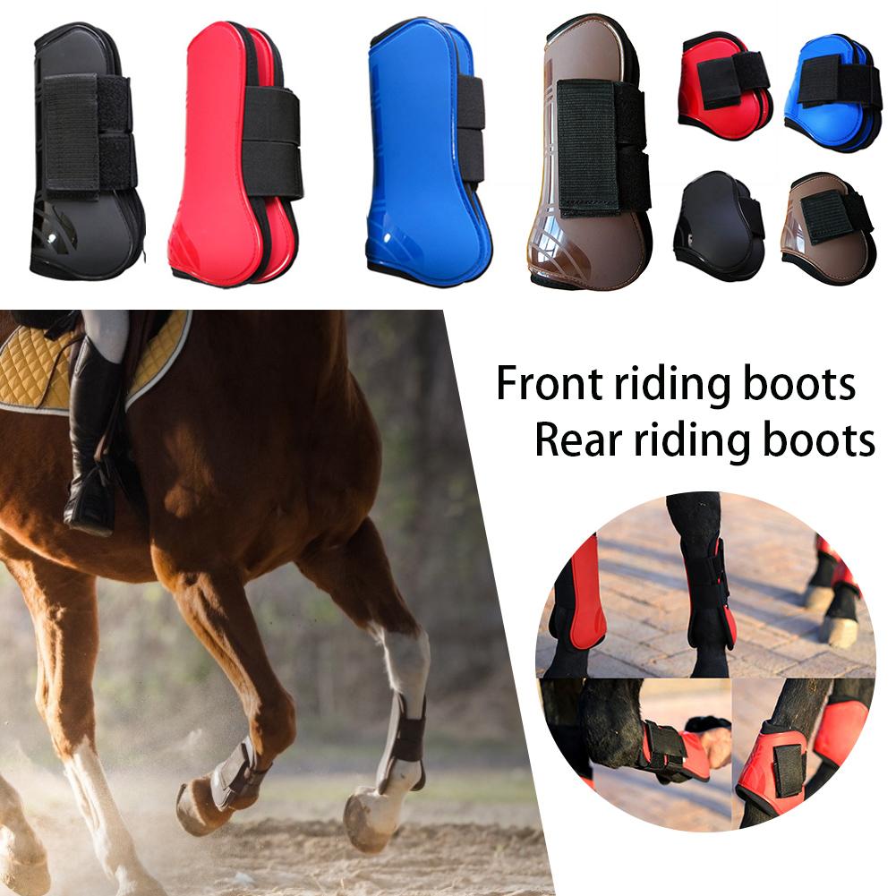 4 PCS Front Hind Leg Boots Adjustable Horse Leg Boots Equine Front Hind Leg Guard Equestrian Tendon Protection Horse Hock Brace4