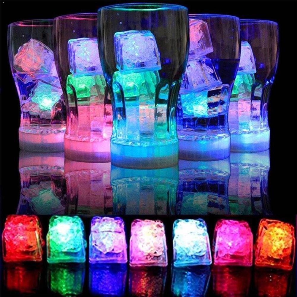 Cubo de hielo brillante para fiestas, Bola de neón parpadeante, suministros de vino para vacaciones, decoración de Navidad, luz de boda, 12 Uds.