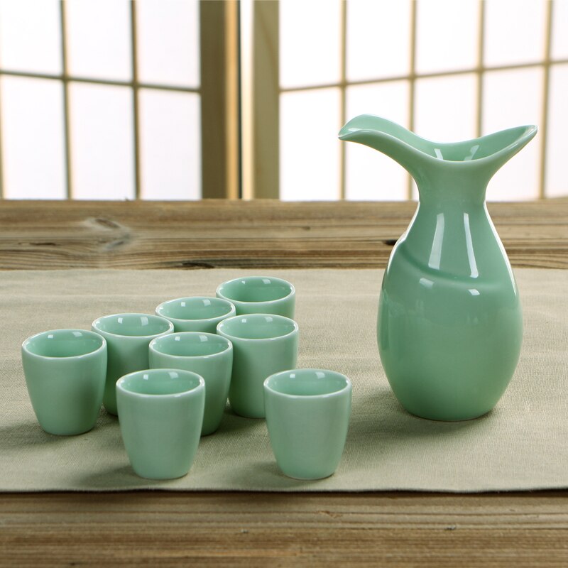 Japansk stil keramisk sake gryde kopper sæt vin spiritus spiritus flaske kolbe kop sæt skyld vin sæt