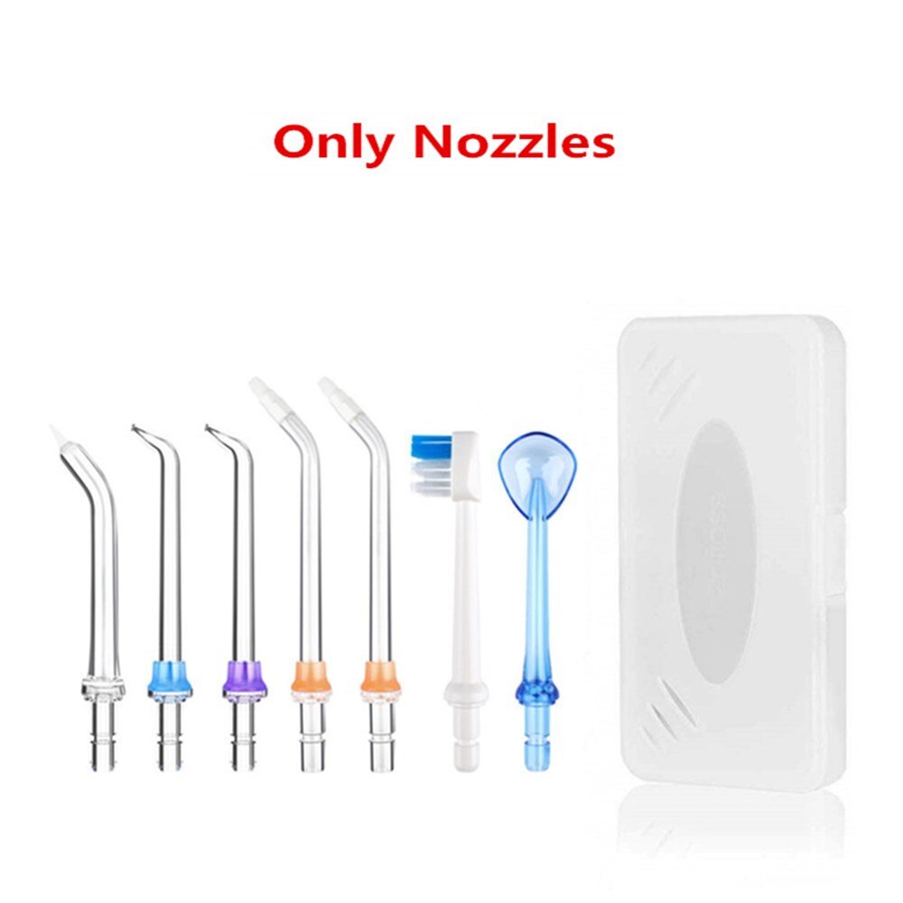 Boquillas de chorro portátiles para h2ofloss, irrigador Oral, limpiador Dental de agua, accesorio de repuesto con caja: 7pcs
