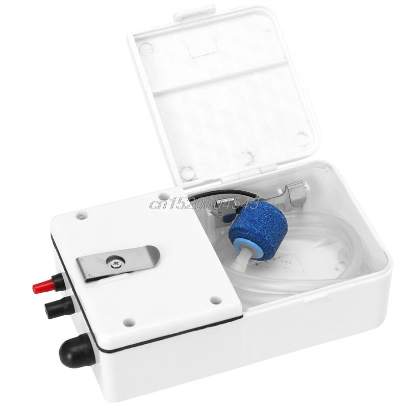 Akvarie luftpumpe enkelt udtag lydløs akvarium batteridrevet iltpumpe belufter kompressor 2w &amp;