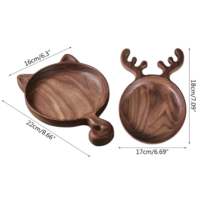 Walnut Wood Serving Tray 2 Shapes Choose Dessert Tray Dinner Bread Plates Snacks Food Display Dish Tea Trays for Kitchen