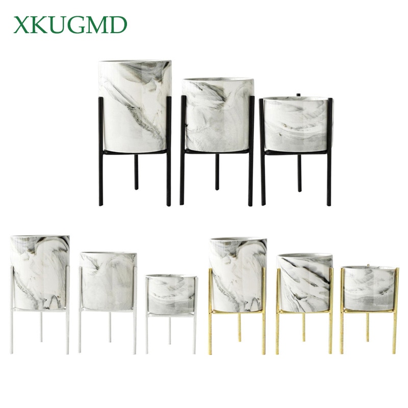 Marmor jern keramiske blomsterpotter rack plantestativ hylde støtte til saftige planter blomster vase hjem havearbejde borddekoration