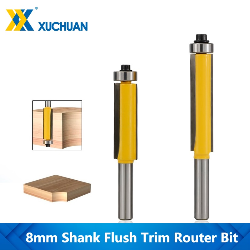 1pc 8mm Shank Flush Trimming Router Bit With Bearing Guide Template Trim Milling Cutter Straight Pattern Router Bit