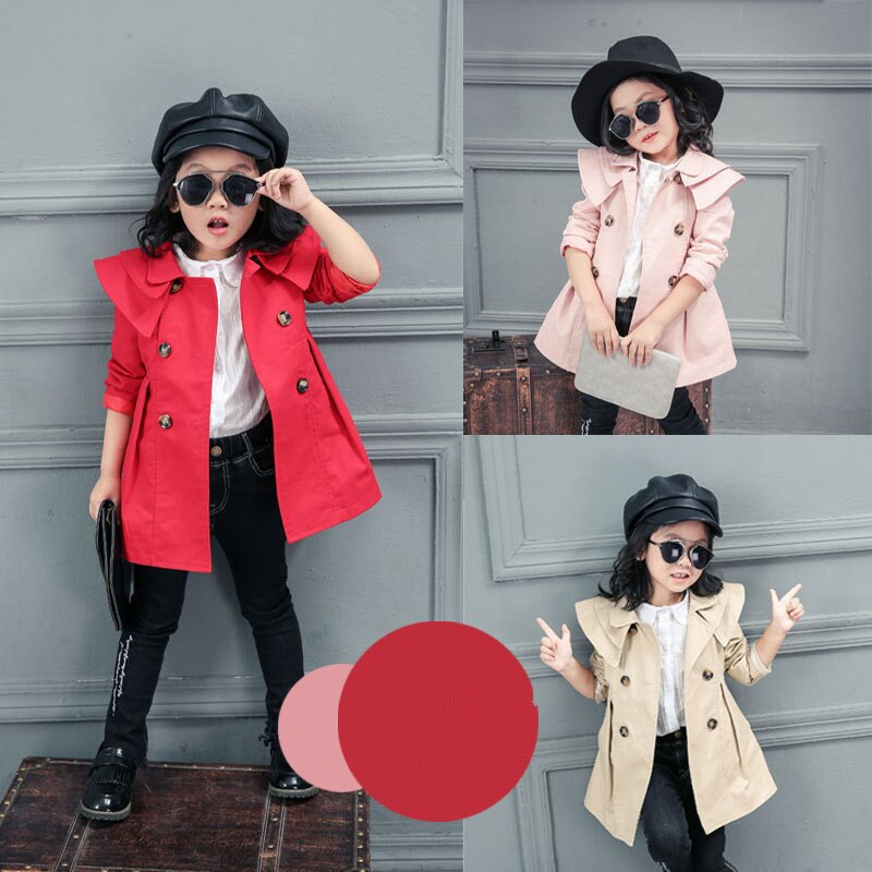 Children's spring and autumn windbreaker jacket children's solid color double-breasted cotton was thin windbreaker jacket