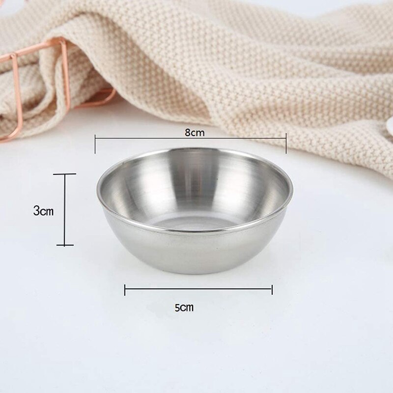4Pcs Rvs Saus Gerechten Ronde Kruiden Gerechten Sushi Dompelen Kom Schotels Kom Mini Voorgerecht Platen