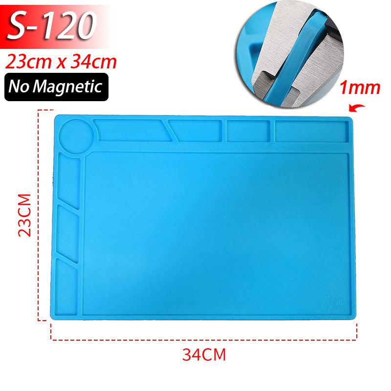 Lötstation Matte Silikon Arbeitsmatte Hitzebeständig 932 ° F Antistatische Magnetmatte für die Reparatur elektronischer Telefon-Laptop-Uhren: Rot, Silber Ton