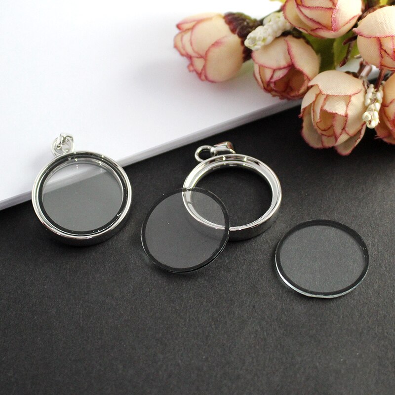 2PCS Medaillon Basis Einstellung Fit Mit 25mm Glas Cabochon Anhänger Diy Schmuck Finden Medaillon Halskette Anhänger: 28MM Round Silver