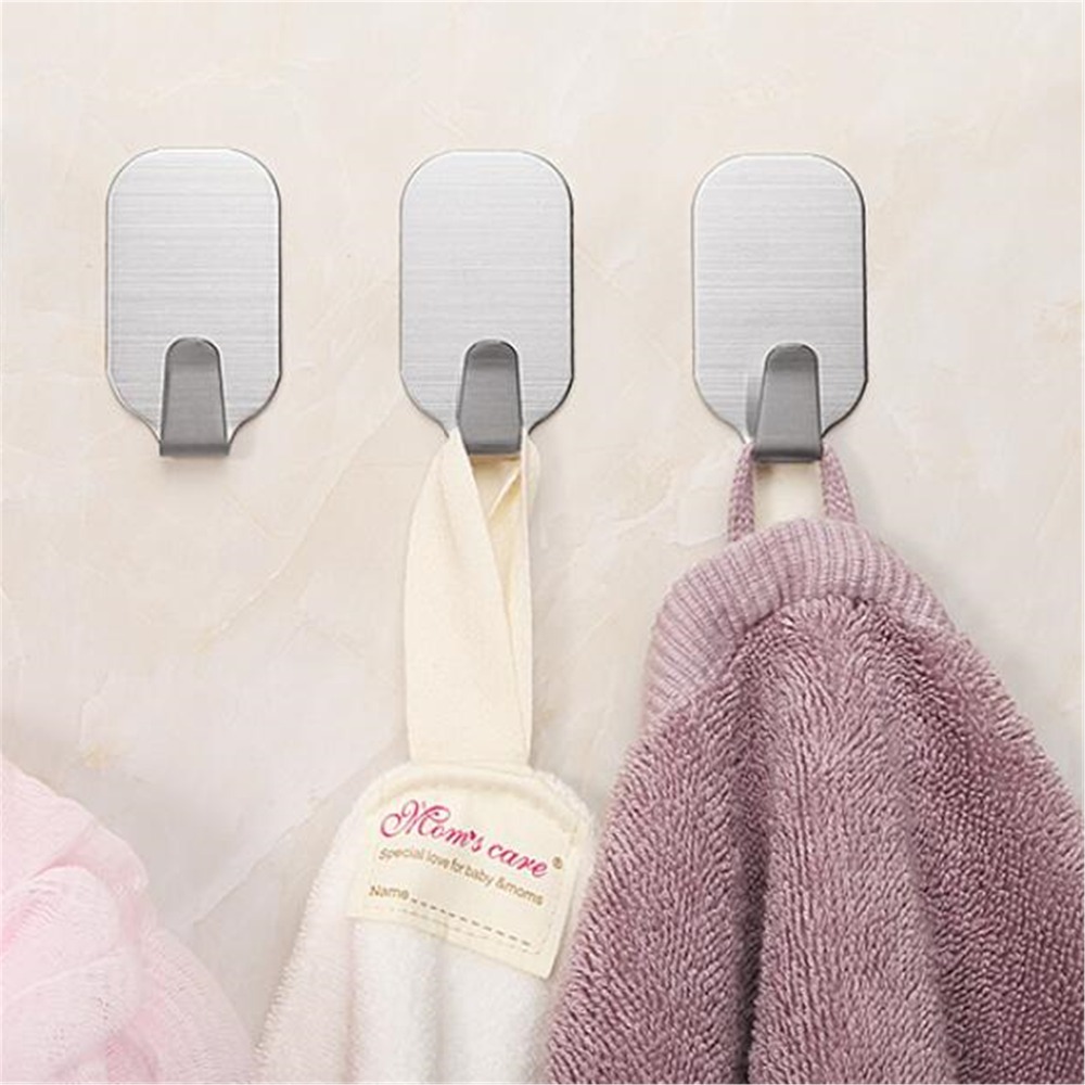 SUS 304 Stainless Steel Bathroom&amp;Kitchen Wall Hook Self-adhesive Wall Door Clothes Coat Hat Hanger Waterproof Towel Hooks