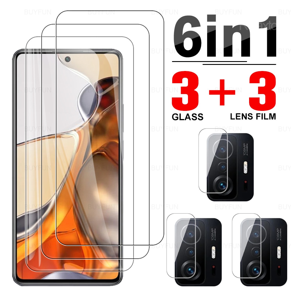6in1 Gehard Glas Case Voor Xiaomi 11T Pro 11 Lite 11i Camera Lens Beschermende Film Voor Xiomi 10T pro 10 10T Lite Screen Glas