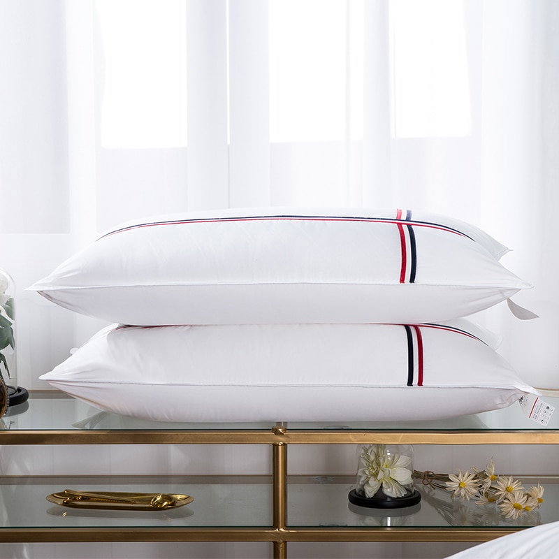 Hotell gåsfjäder kuddar bomullsöverdrag solid lyx mjuk marin stil brödform sovkudde filler 48 x 74cm