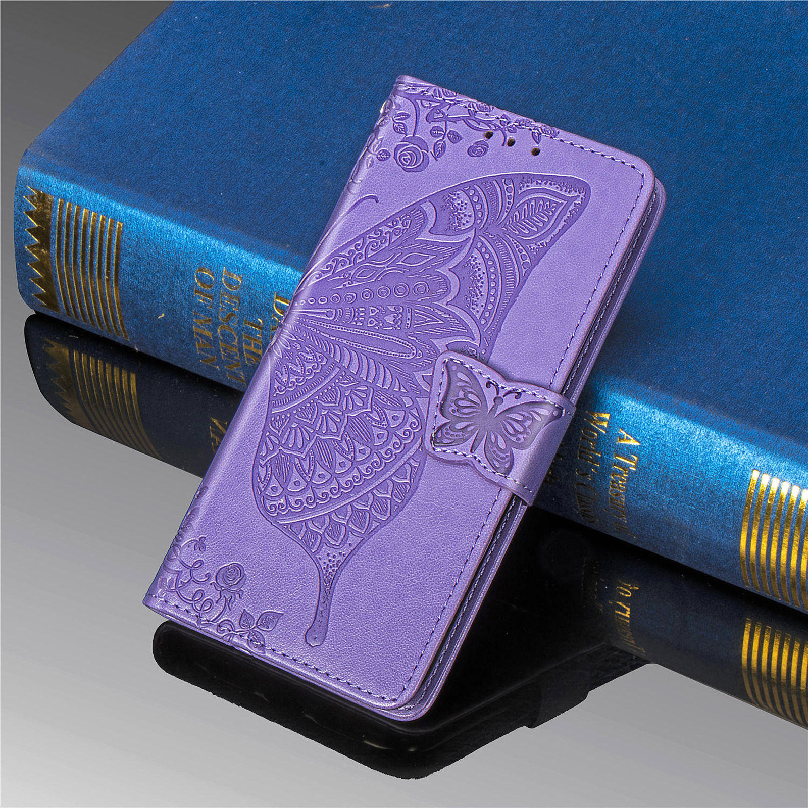 Luxe Vlinder Flip Case Voor Samsung Galaxy A22 5G A225G A22 Een 22 5G Zachte Siliconen Slot cover Wallet Leather Cases: LPurple