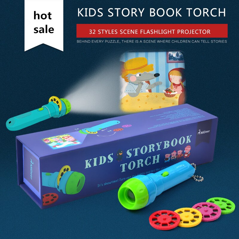Fantasierijke Cartoon Verhalenboek 3D Caleidoscoop Plastic Kaart Zaklamp Speelgoed Interactief Speelgoed Kinderen speelgoed voor kinderen