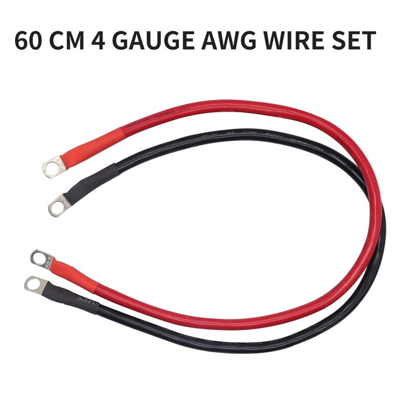 2 Foot 4 AWG Battery Cable Wire with 3/8 inch Ring Terminals Universal for Car Marine Boat ATV Lawn Mower