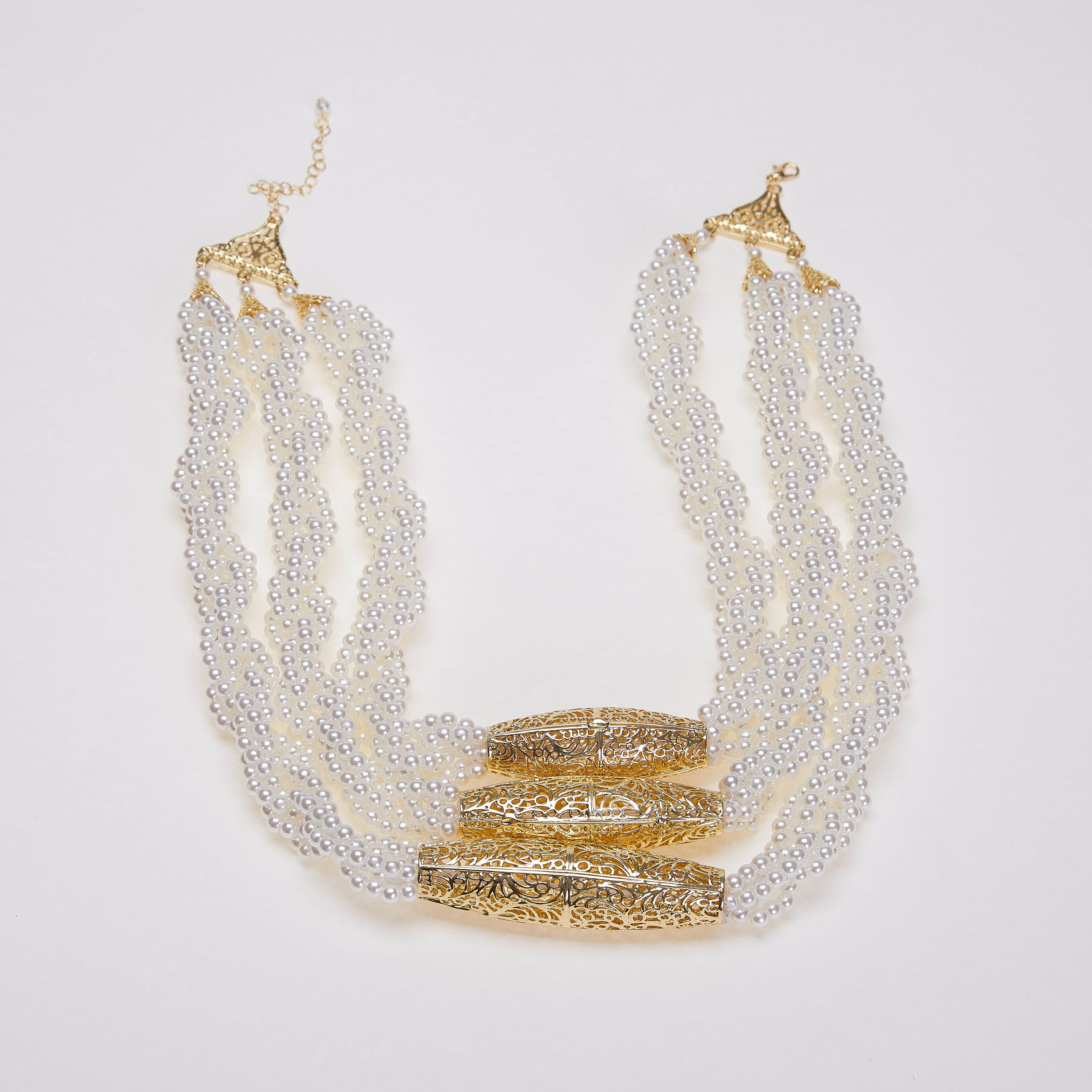 Juni Multilayered Kralen Ketting Romantische Choker Ketting Gesimuleerde Parel Ketting: three