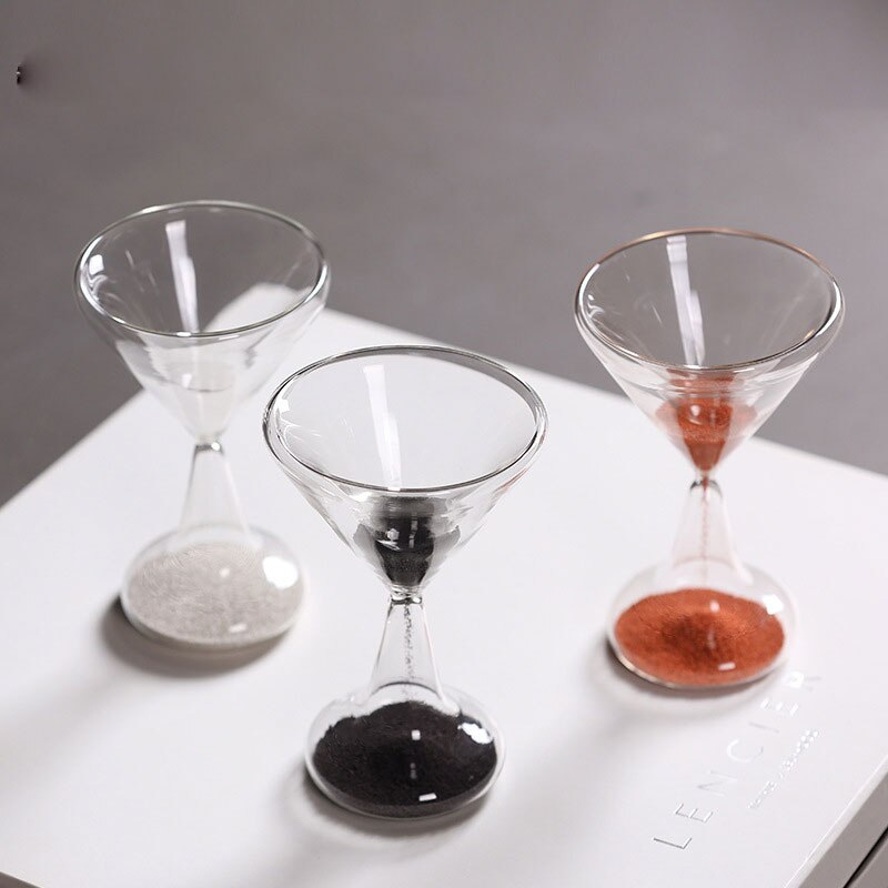 1 min Simple moderne européen verre à vin forme double couche verre minuterie sablier maison salon décoration ornements