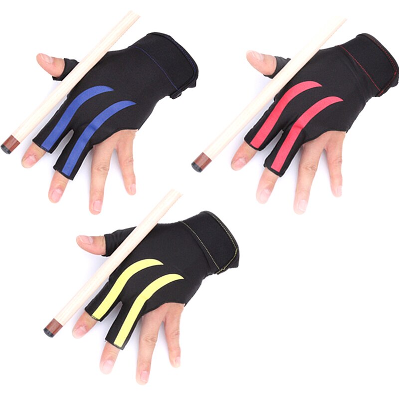 Gants de queue de billard ouverts, 1 paire, 3 doigts, antidérapants, absorbant la sueur, SEC88