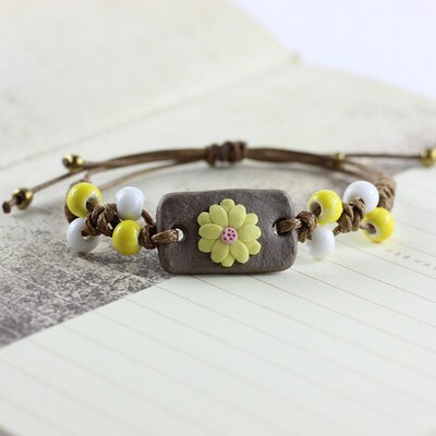 Hand-drawn cartoon weaving small and pure and fresh and the contracted wind of handmade ceramic bracelet #1617: HZ410