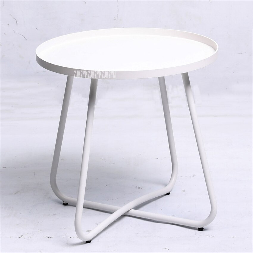 HRCC027 Simple Modern Living Room Metal Tea Table Balcony Carbon Steel Sofa Side Table Bedside Small Storage Round Coffee Table