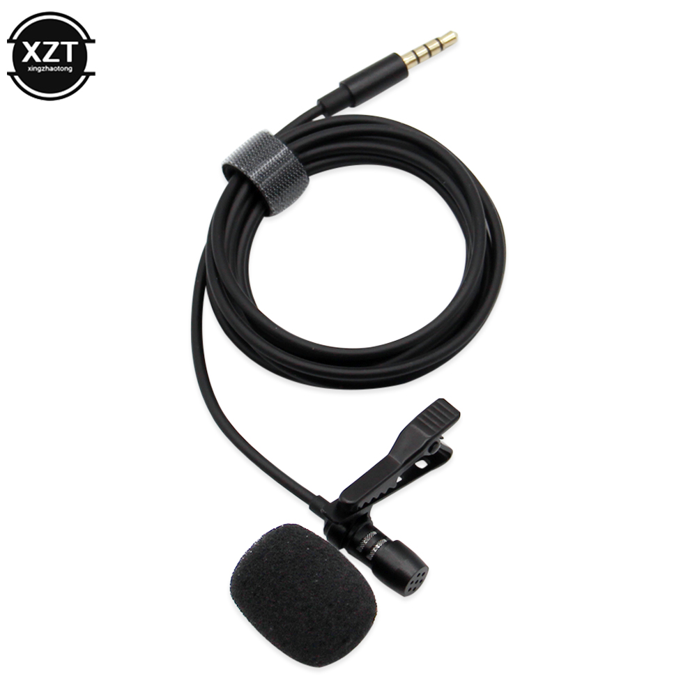 Portable Omnidirectional 4 Pole 3.5mm Jack Microphone Lavalier Tie Clip Mini Mic Audio Recording Interview for Laptop Phone