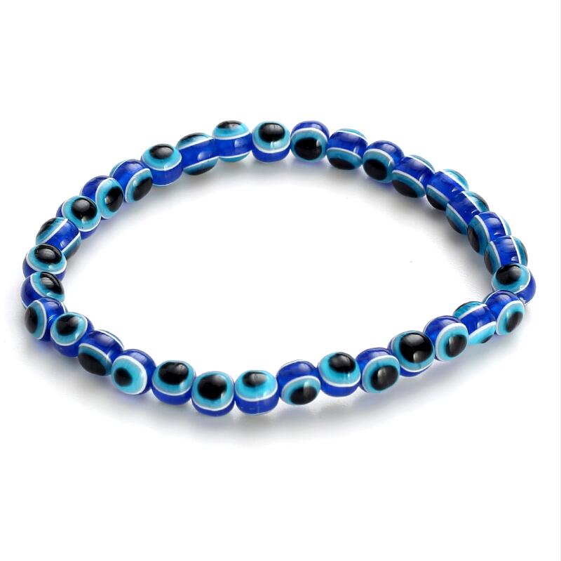 Evil Eye 4 6 8Mm Blue Resin Kralen Kralen Armband Turkse Stijl Charm Blue Eye Bead Armband voor Vrouwen EY4779: 4mm BLUE