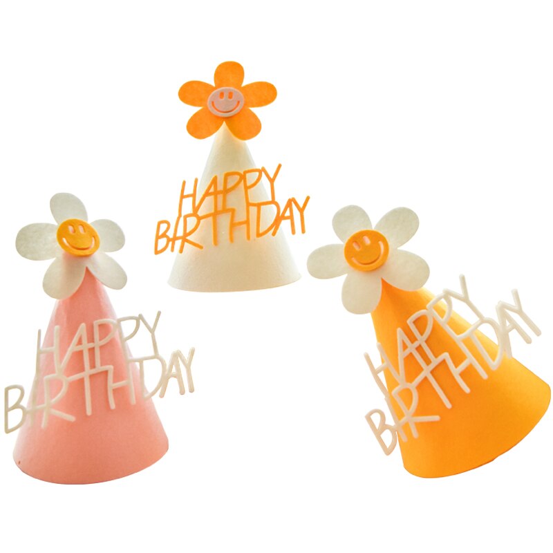 Ins barn gul blomst bursdagshatt liten tusenfryd festhatt baby shower hodeplagg hvit gratulerer med dagen smil pannebånd
