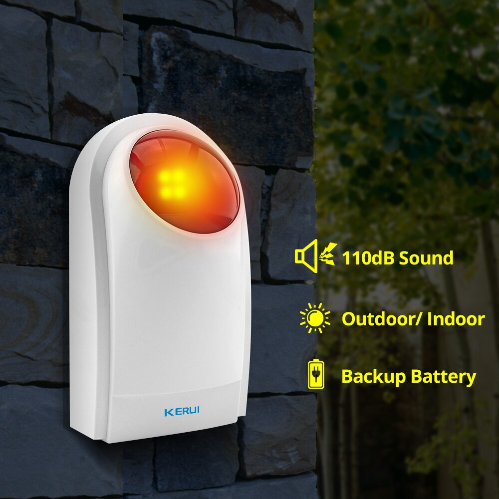 KERUI 433MHz 110dB Wireless Flashing Siren Sensor Alarm with F8 Transmitter Working for Home Security Alarm System