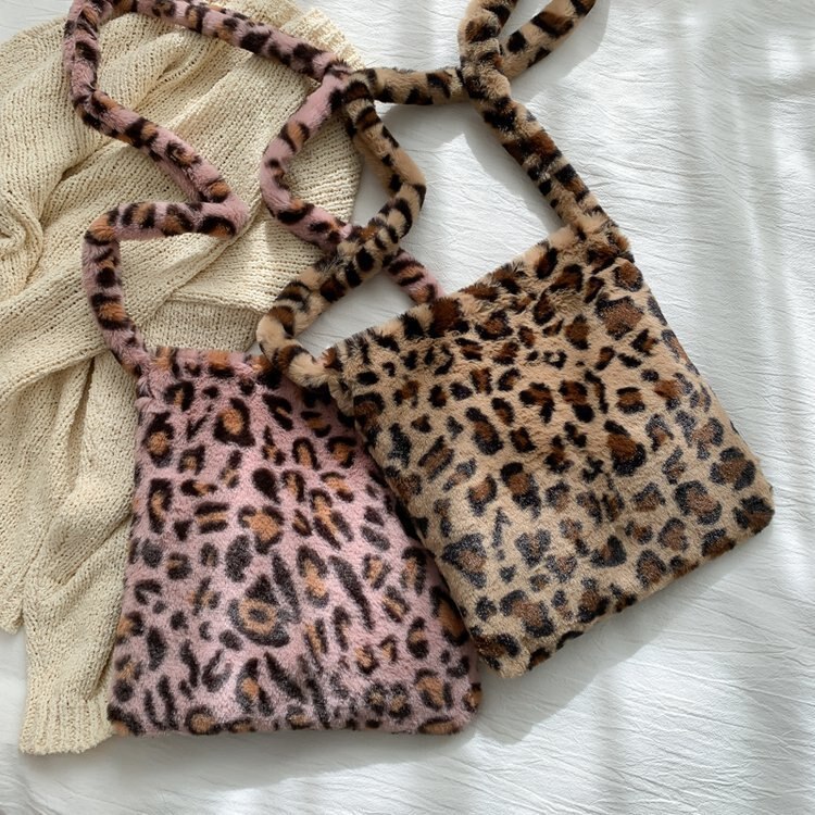 Bonttas dierenprint luipaardtas dames dames winter warme crossbody tassen beroemd merk grote capaciteit schoudertas clutch