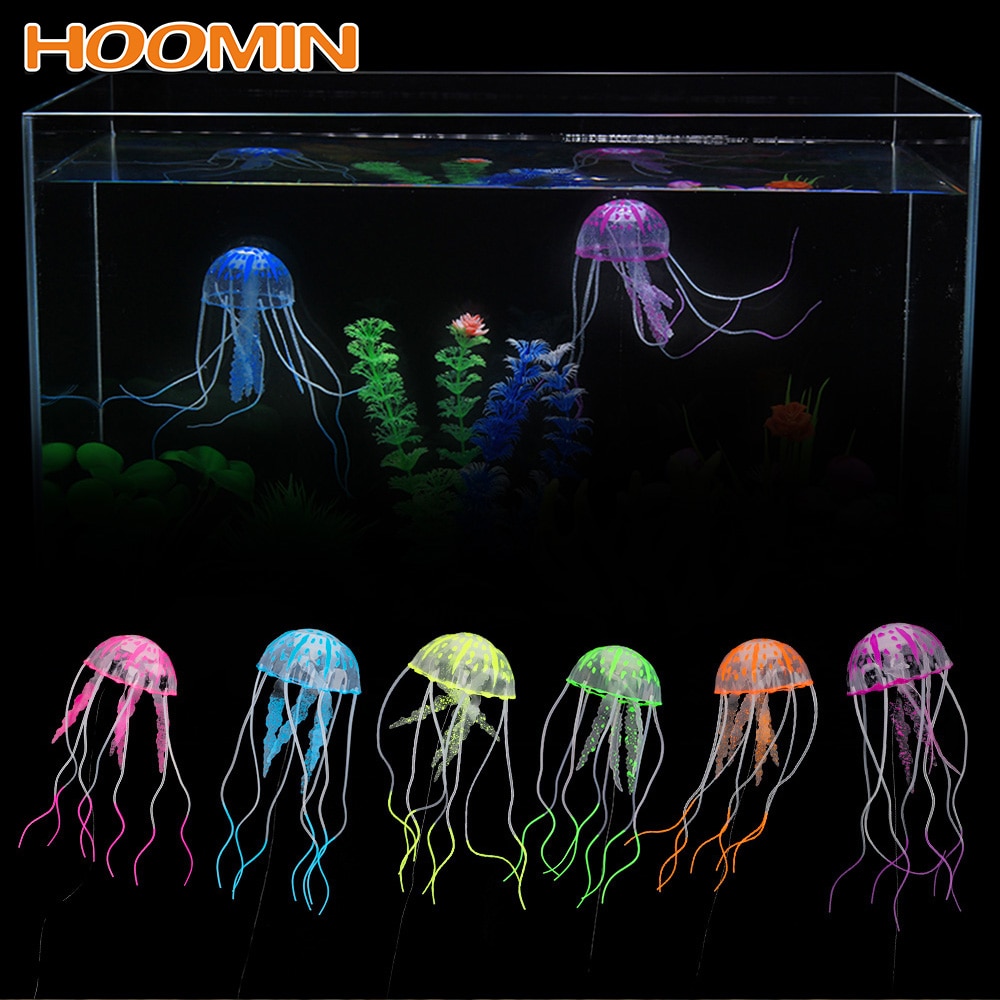 HILIFE 1pc Silikon Simulierte Quallen Aquarium Dekor Ornament Aquarium Dekoration glühend Künstliche lebendig Quallen