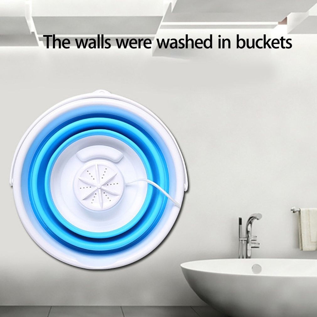 Mini ultrasonic washing machine foldable turbo electric drum laundry equipment portable for family business travel