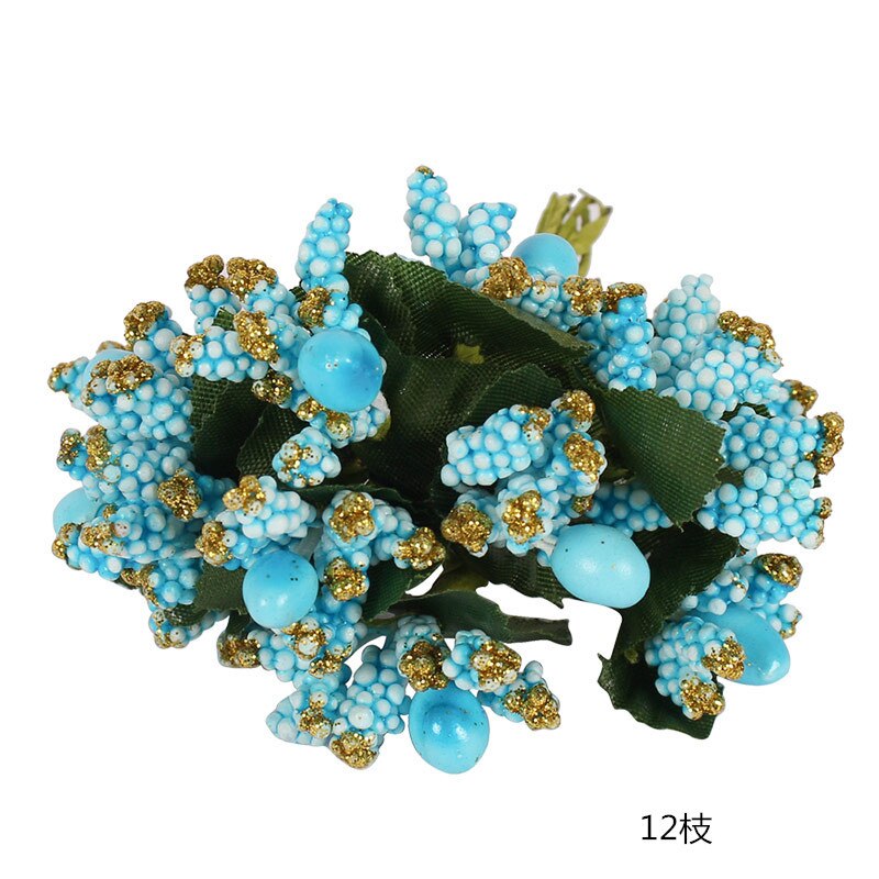 8/10/12/90/144 pièces bleu mixte hybride fleur cerise étamine baies Bundle bricolage gâteau noël mariage boîte guirlande déco