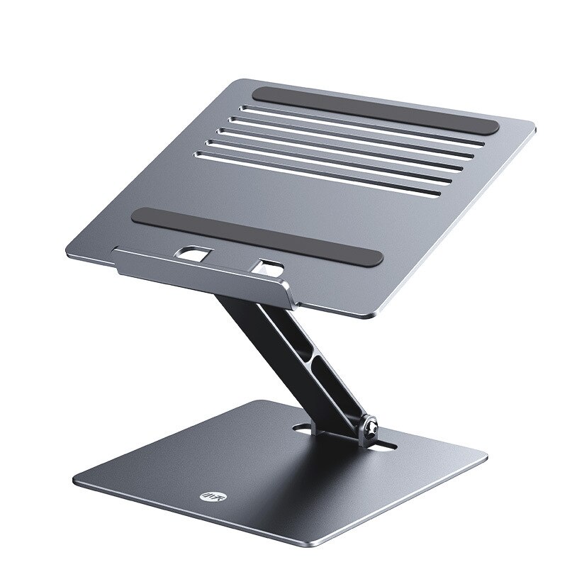Bærbar stativ stigerør høydejusterbar aluminium sammenleggbar nettbrettstativ skrivebord notisbok kjøleholder til macbook 11-17 tommer: Grå