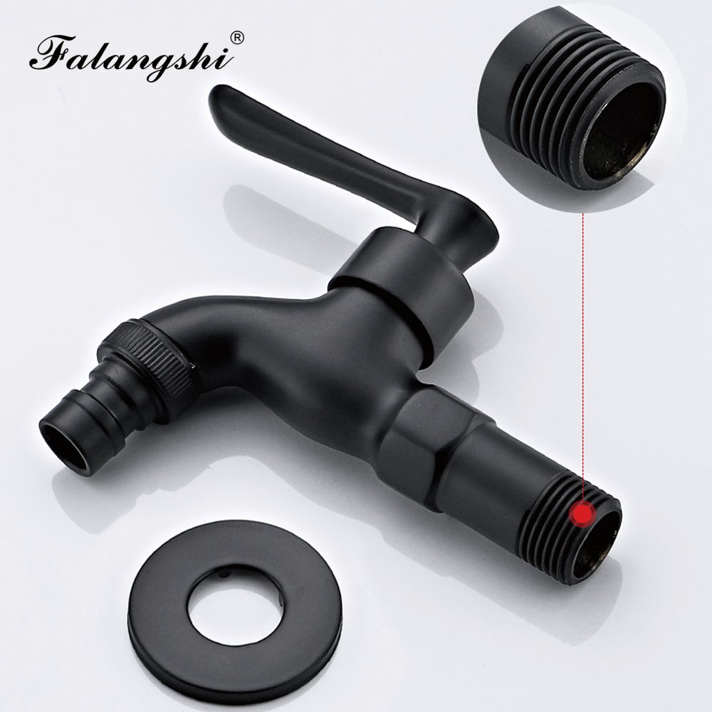 Black Bibcock Brass Faucet Outdoor Garden Taps for Washing Machine Laundry Cleaning Toilet Mop Faucet WB8511