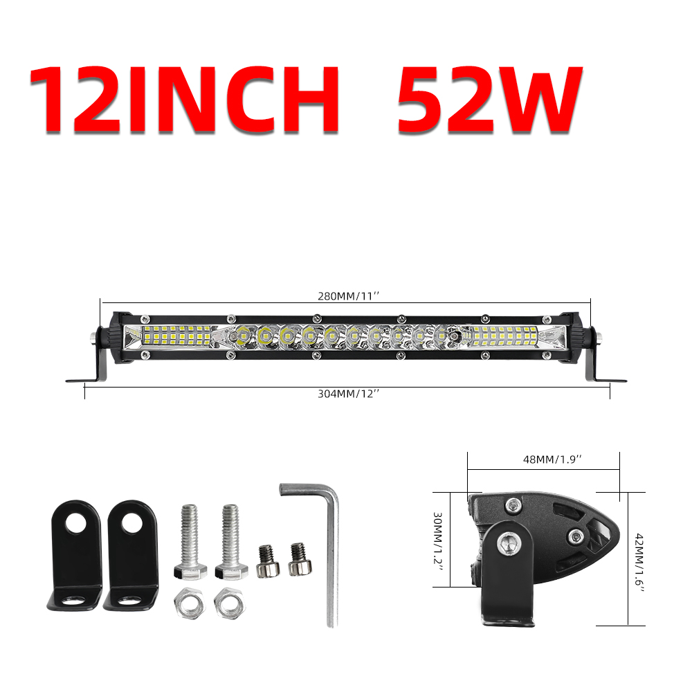 CO LIGHT 52W 104W 156W 208W 260W Off Road Led Light Bar Slim Combo LED Driving Lights for 4x4 Truck SUV ATV Tractor Boat 12V 24V: zgniły zielony