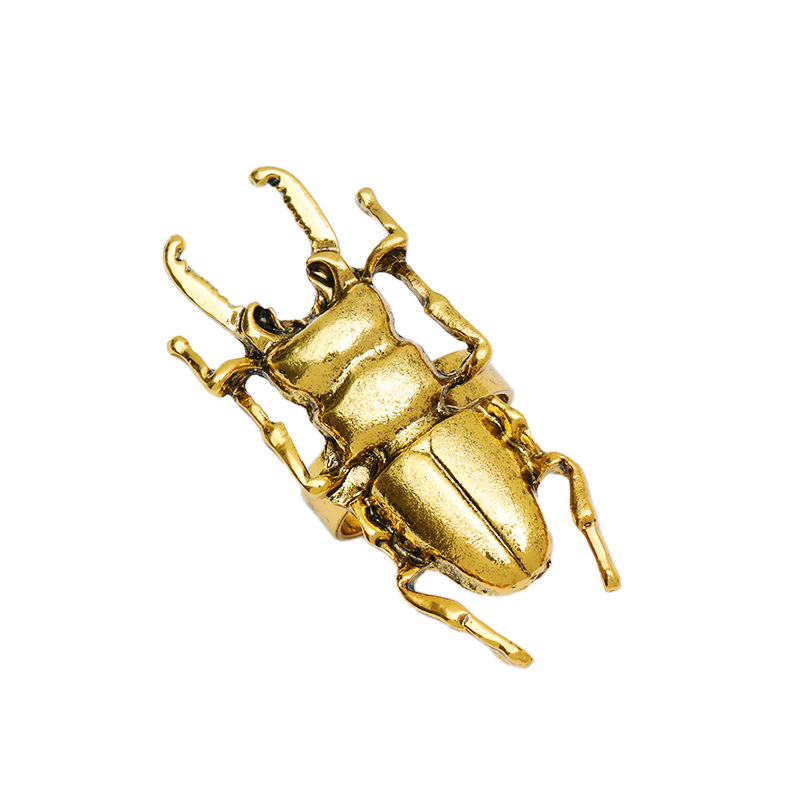Bague d'ouverture d'insecte rétro, Animal coccinelle cigale Punk, anneau réglable ouvrable pour femmes, nouvelle tendance, bijoux, accessoires: YELLOW