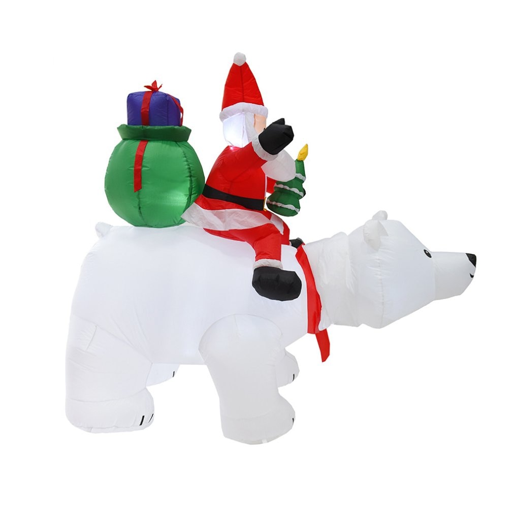 Christmas Self-inflatable Santa Claus model Riding a Large bear LED lighting indoor and outdoor decoration