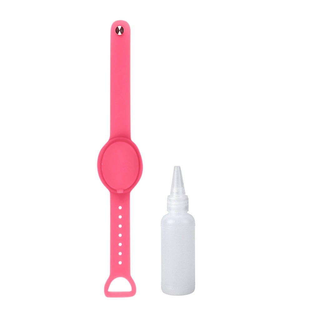 1/3Pcs Hand Sanitizer Dispensing Silicone Pumps Disinfectant Portable Bracelet Wristband Hand Dispenser 10ML With Break Bottle: 1PC Pink