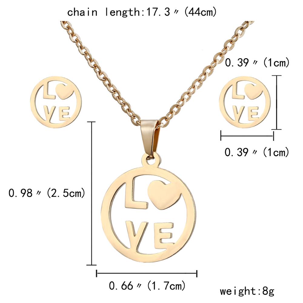 Rinhoo Goud Kleur Rvs Sets Voor Vrouwen Hart Kroon Liefde Cross Sterren Maan Ketting Oorbellen Set Bruid Bruiloft Sieraden