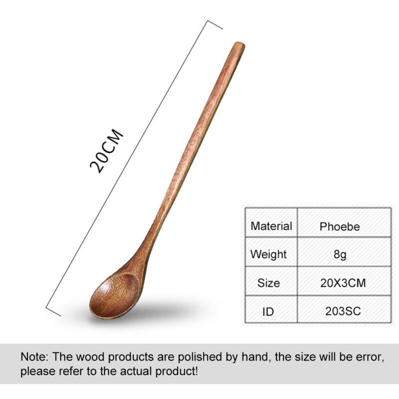 Wooden Lotus Long Handle Spoon Coffee Spoon Stirring Spoon Wooden Spoon: Plum