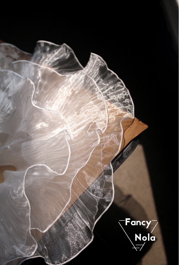 Gennemsigtig kammuslingeblonde hvid / sort klar organza 3d stereo brudekjole kjole trimning overdrevet kammuslingstilbehør  cg081: Hvid klar