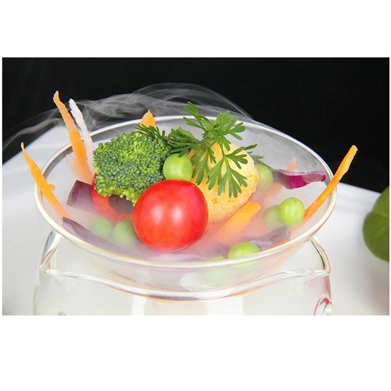 Transparent Glass Salad Bowl Fruit And Vegetable Bowl With Dry Ice Container Dry Ice Vegetable And Fruit Salad Bowl(Middle Size)