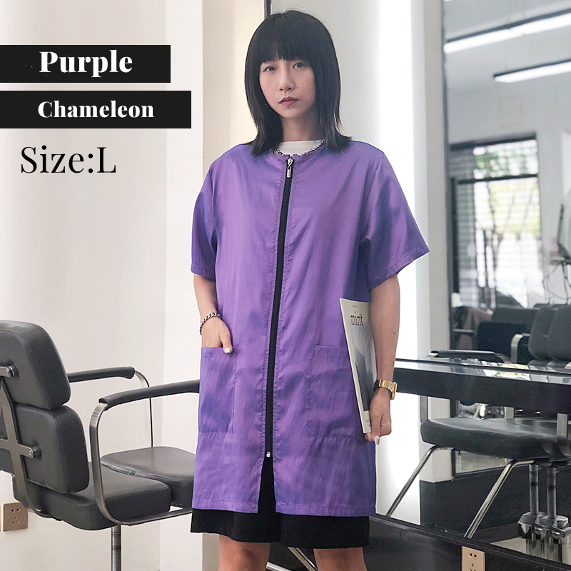 Ropa de trabajo impermeable para tienda de mascotas, uniforme de cosmetología, estilista de salón , capa de peluquería con cremallera, belleza G0831: Marfíl