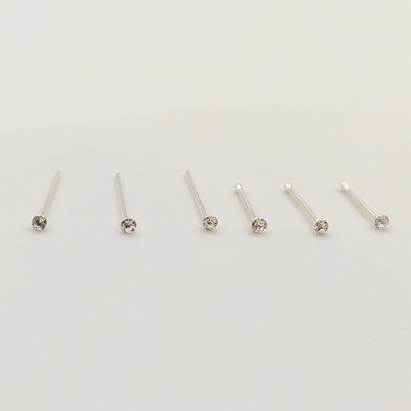 36 teile/paket Nase Nieten 925 Sterling Silber 1,2mm sehr klein nase Stift durchbohren Knochen klar kristall nariz Körper durchbohren schmuck