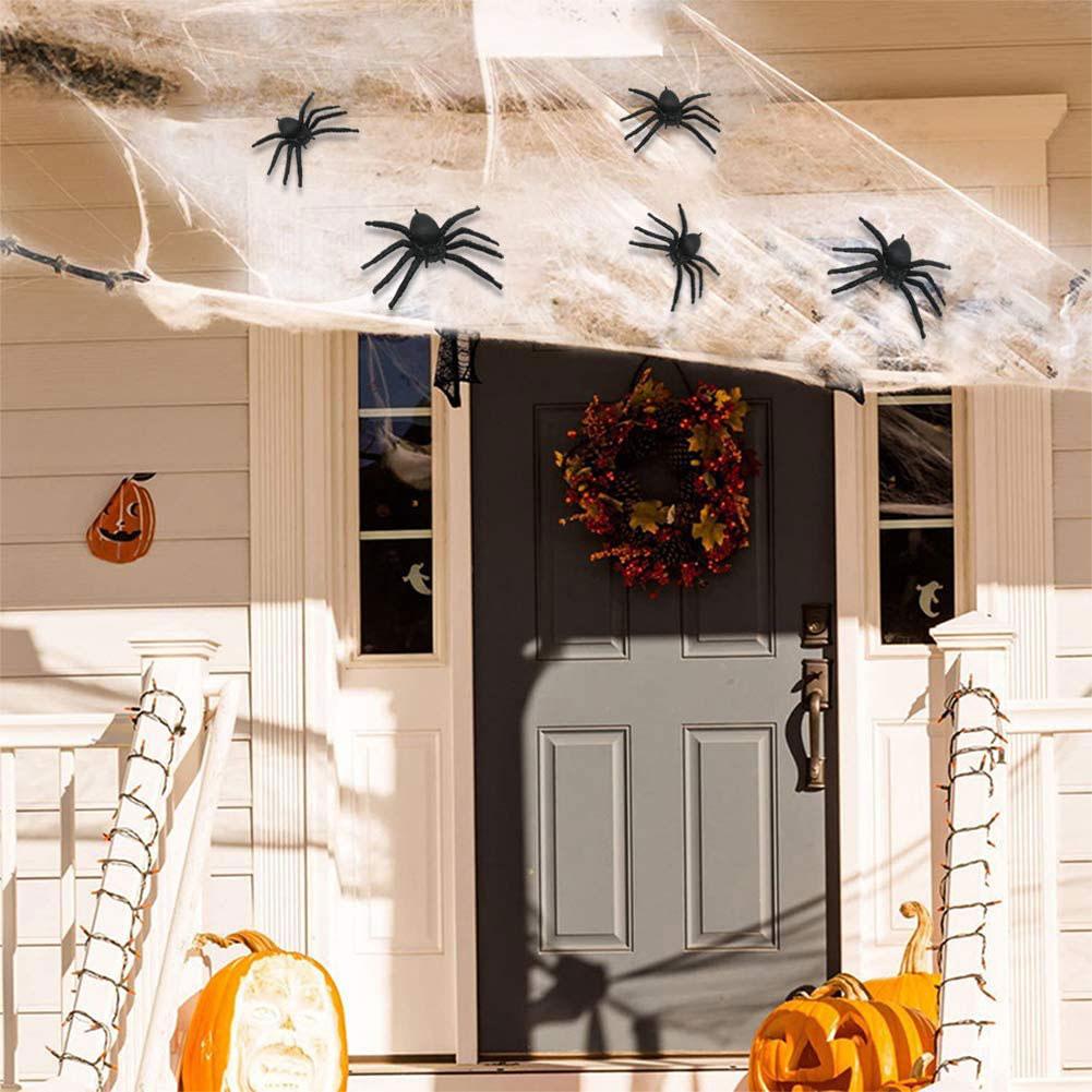 100 kpl halloween mini muovi musta valoisa hämähäkki vitsi vitsi syntymäpäivälelut diy koristeelliset hämähäkit juhlatarvikkeet