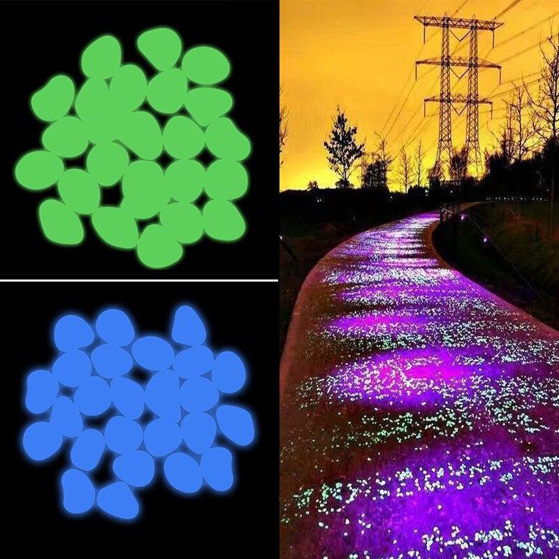 50Pcs Luminous Stone Rocks Glow In The Dark Garden Pebbles for Walkways Path Patio Lawn Pool Aquarium Garden Decor Glow Pebbles